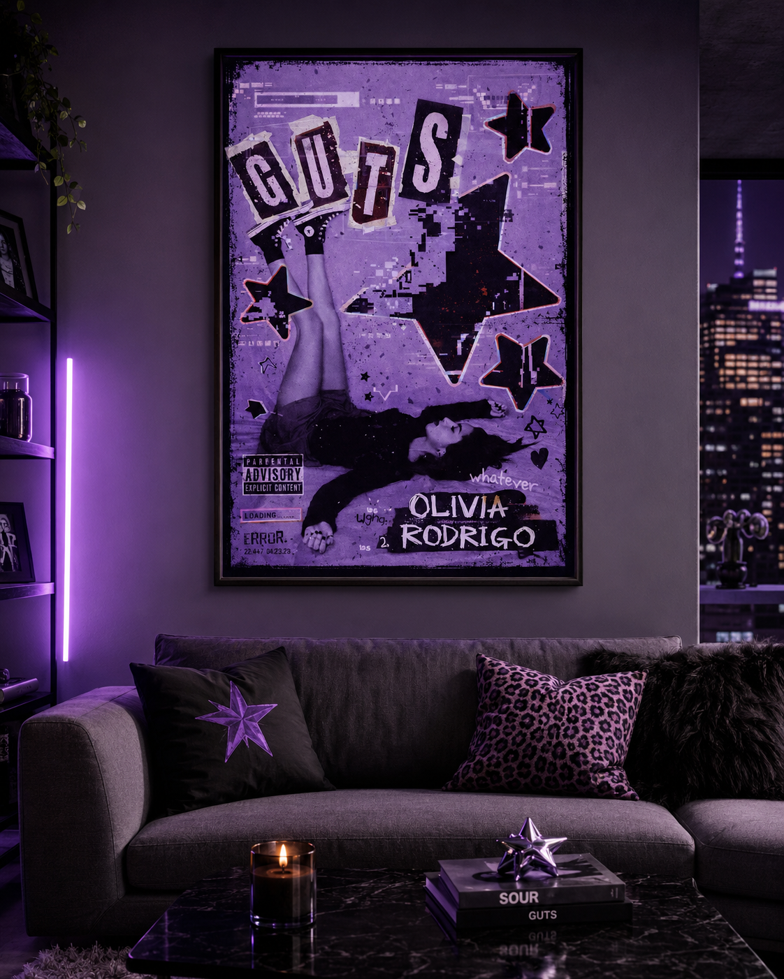 Olivia Rodrigo GUTS Glitch | Unframed Bedroom album cover poster print wall art decor