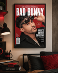 Bad Bunny Red Portrait Poster | Unframed Bedroom Wall Art