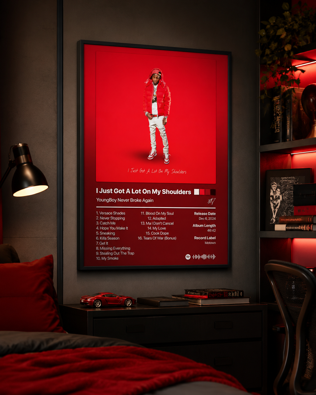 YoungBoy Never Broke Again I Just Got A Lot On My Shoulders Tracklist  | Unframed Bedroom Wall Art album cover poster print wall art decor