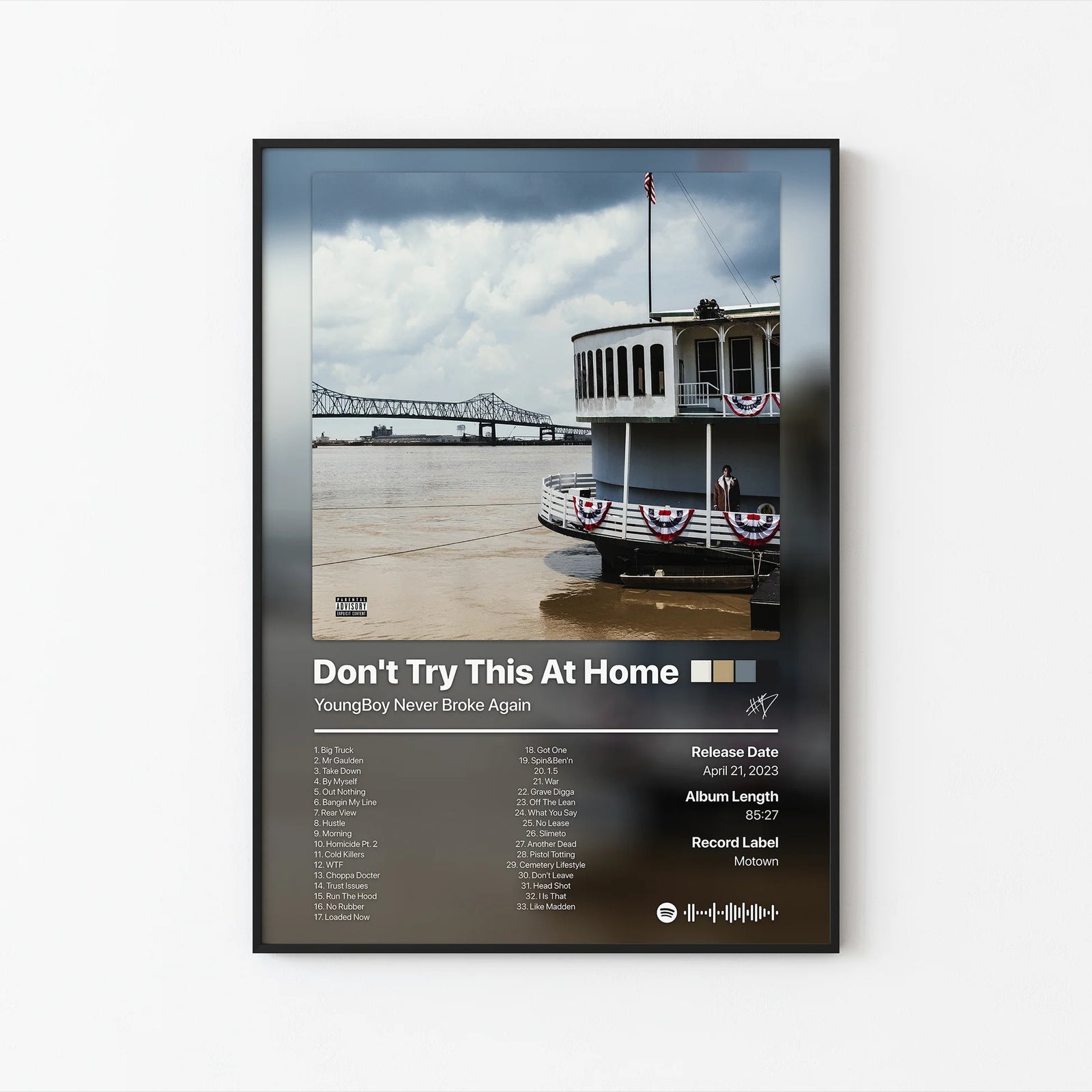 YoungBoy Never Broke Again Don t Try This At Home Tracklist  | Unframed Bedroom album cover poster print wall art decor