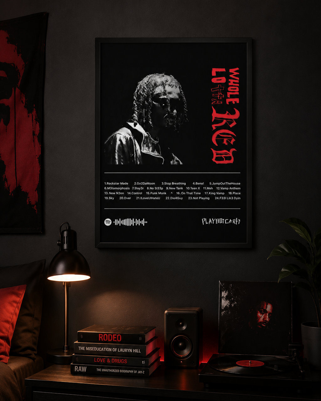 Playboi Carti Whole Lotta Red Dark  | Unframed Bedroom Wall Art album cover poster print wall art decor