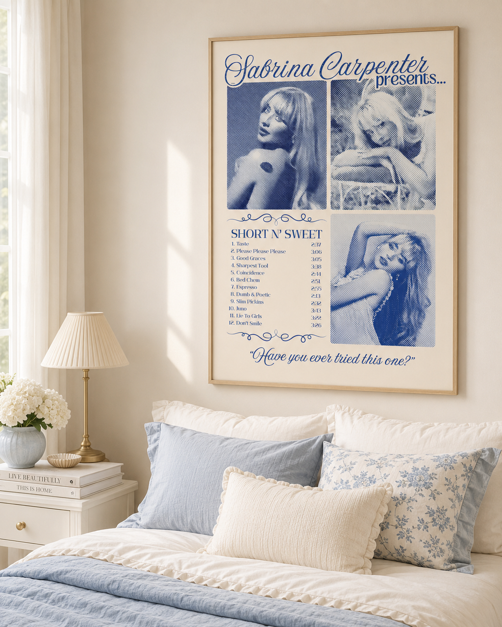 Sabrina Carpenter Short n Sweet Tracklist  | Unframed Bedroom Wall Art album cover poster print wall art decor