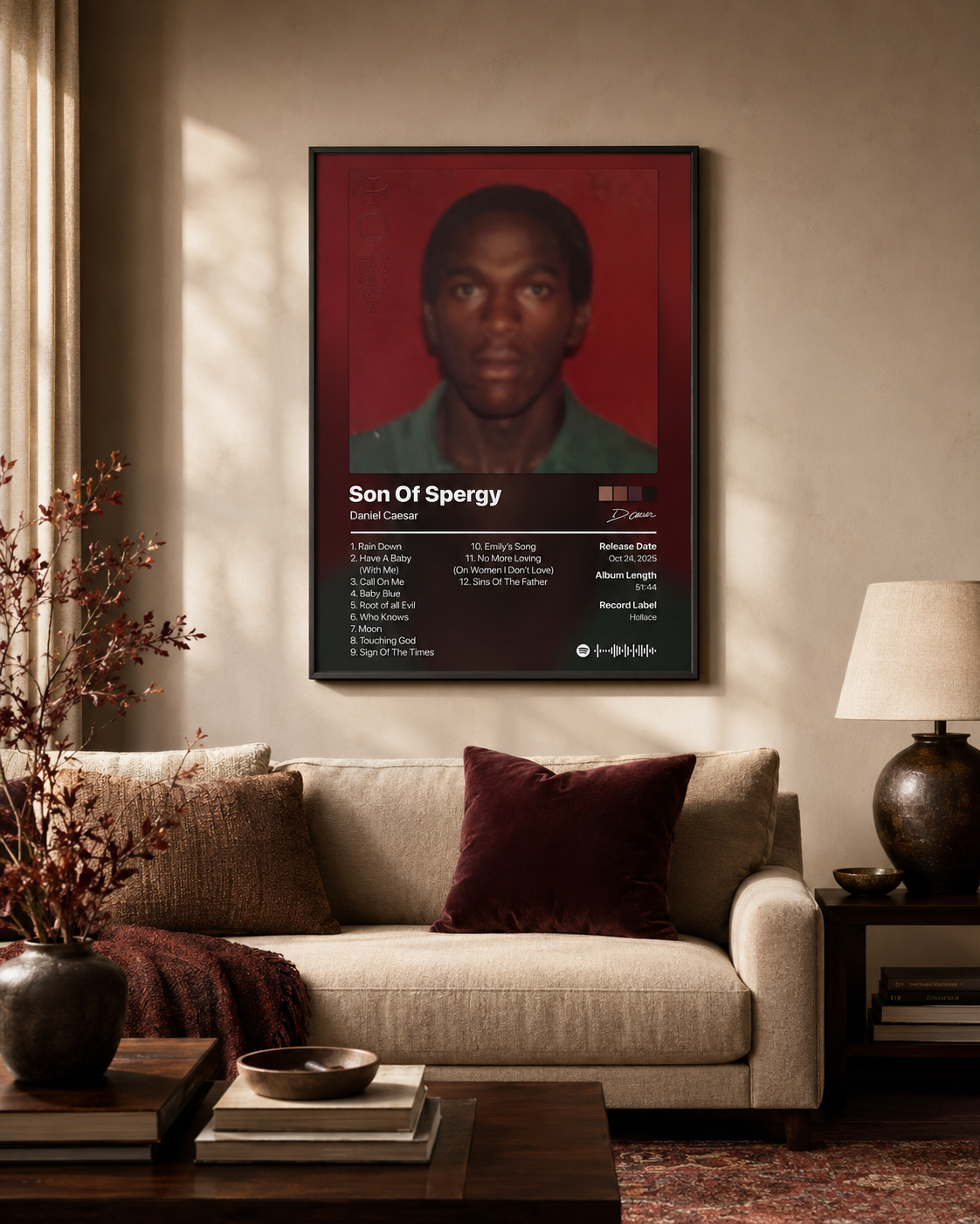 Daniel Caesar Son Of Spergy Tracklist Poster | Unframed Bedroom Wall Art