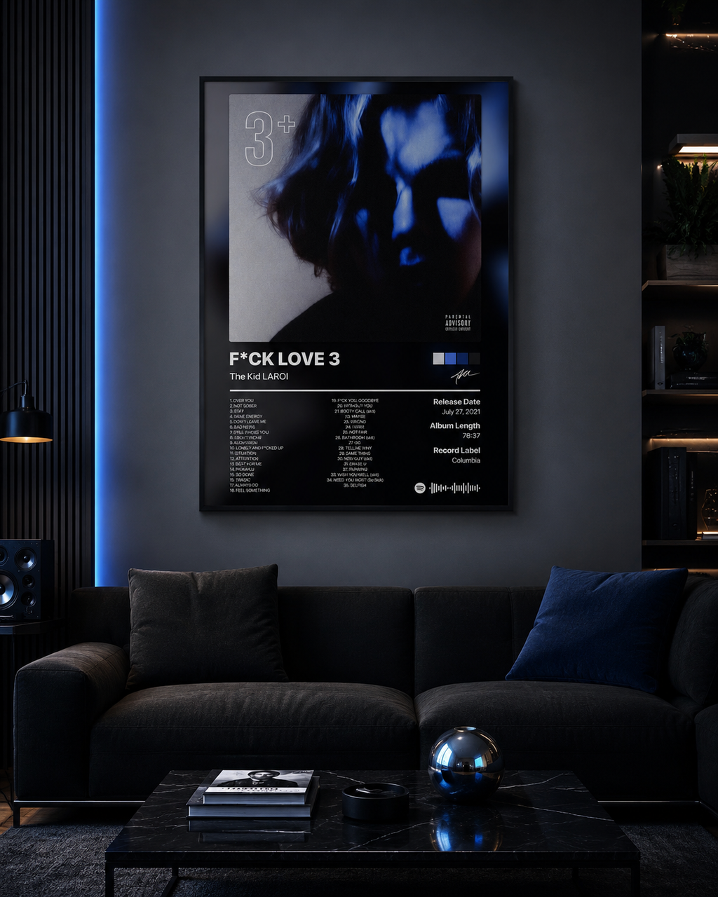 The Kid LAROI F*CK LOVE 3 Tracklist  | Unframed Bedroom Wall Art album cover poster print wall art decor