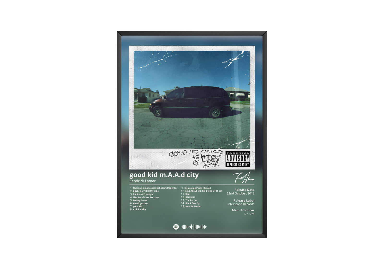 Kendrick Lamar Good Kid Maad City album cover poster print wall art decor