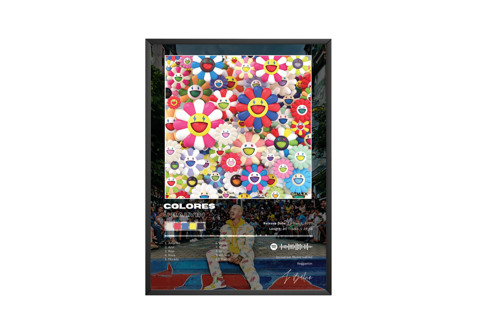 J Balvin Colores album cover poster print wall art decor