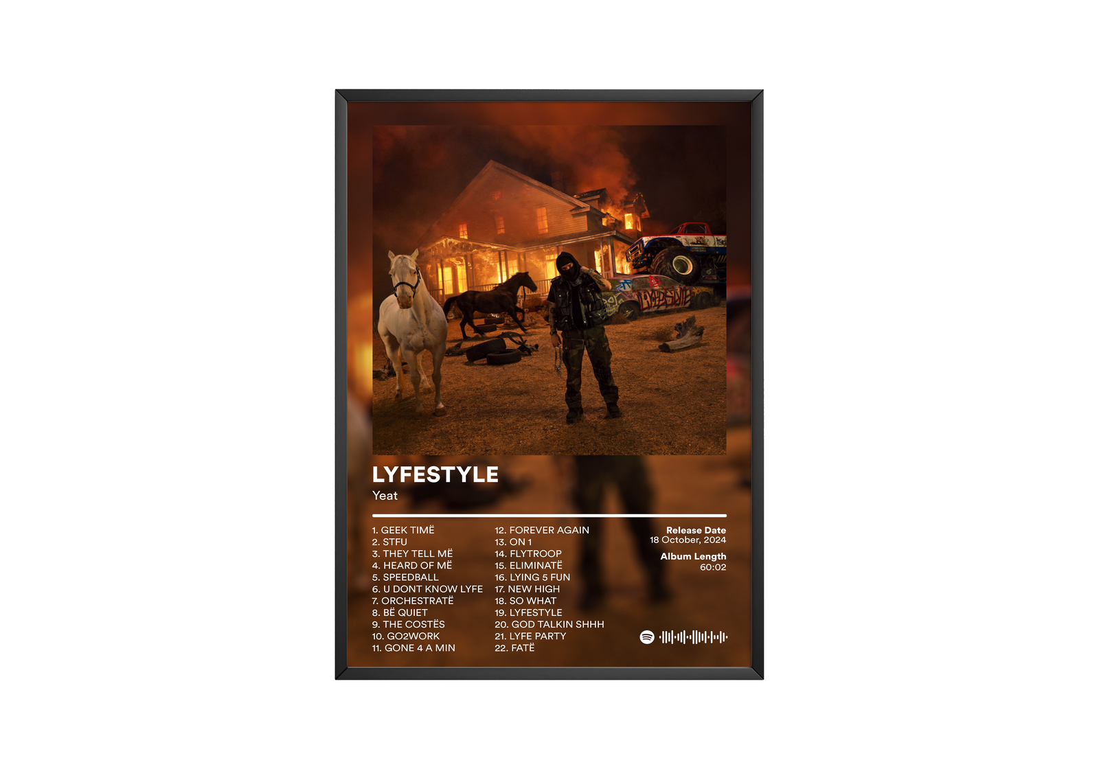 Yeat LYFESTYLE album cover poster print wall art decor