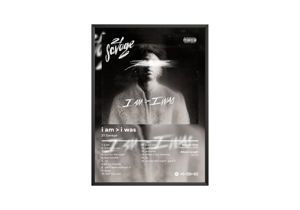 21 Savage I Am I Was album cover poster print wall art decor
