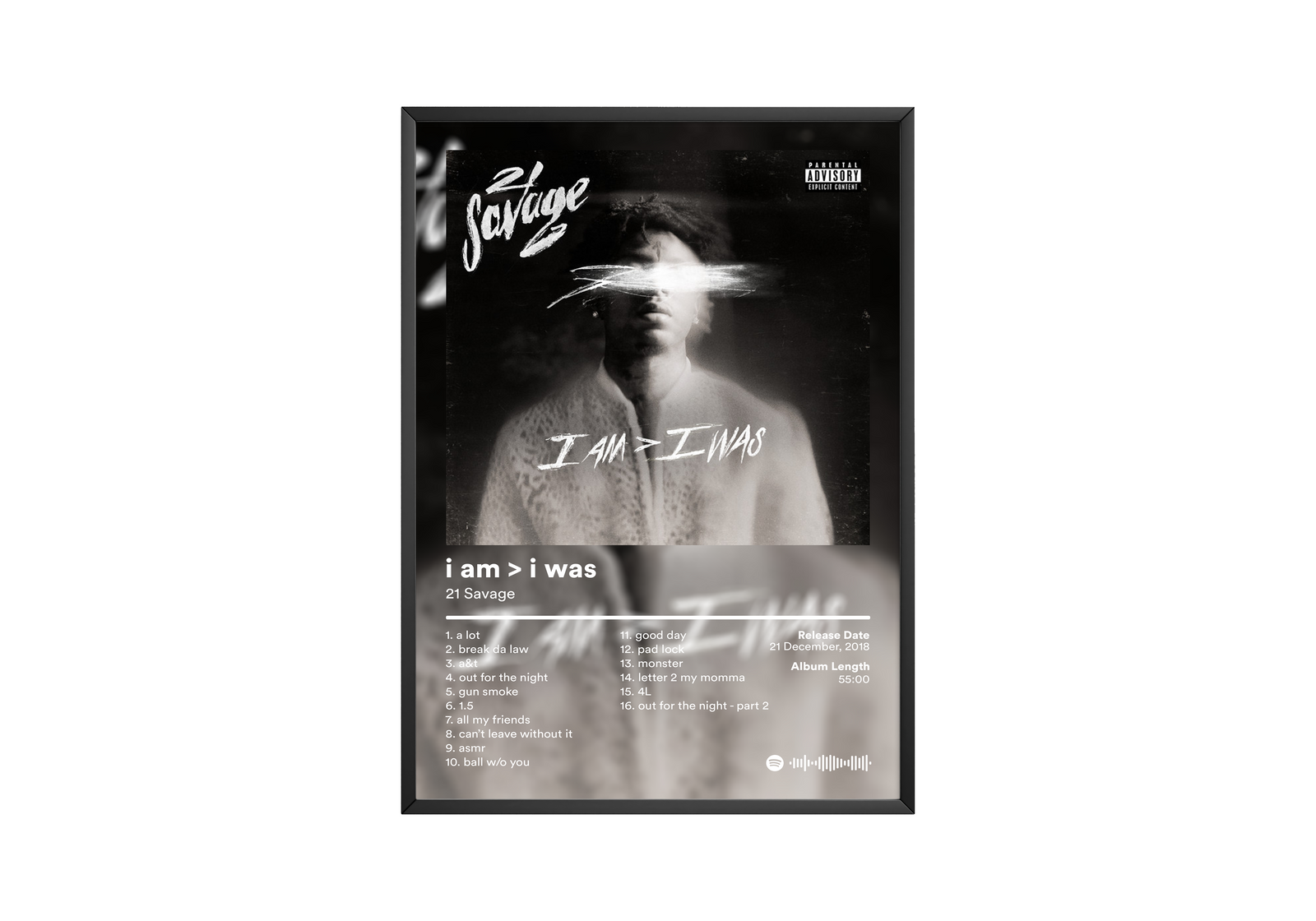 21 Savage I Am I Was album cover poster print wall art decor