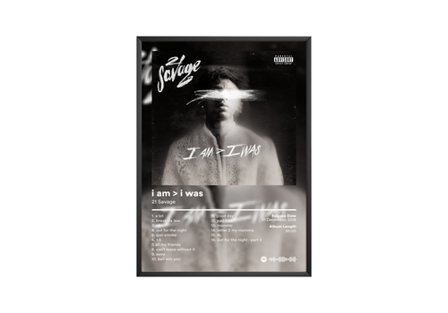 21 Savage I Am I Was album cover poster print wall art decor