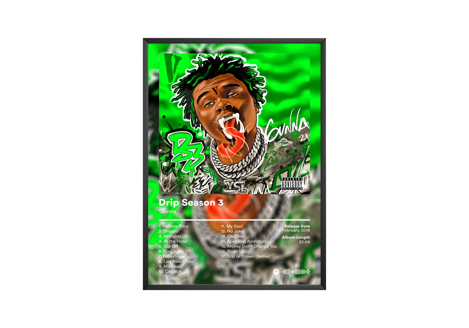 Gunna Drip Season 3 album cover poster print wall art decor