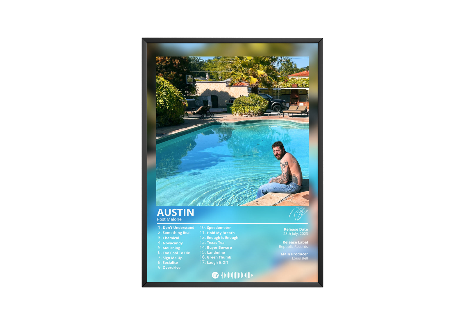 Post Malone Austin album cover poster print wall art decor