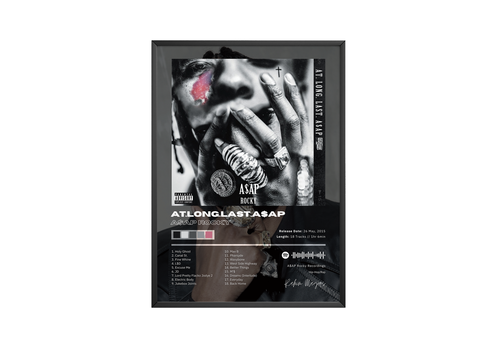 A$AP Rocky At Long Last album cover poster print wall art decor