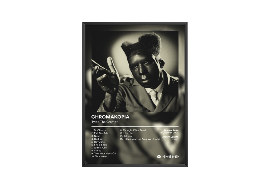 Tyler The Creator Chromakopia Tracklist  | Unframed Bedroom Wall Art album cover poster print wall art decor