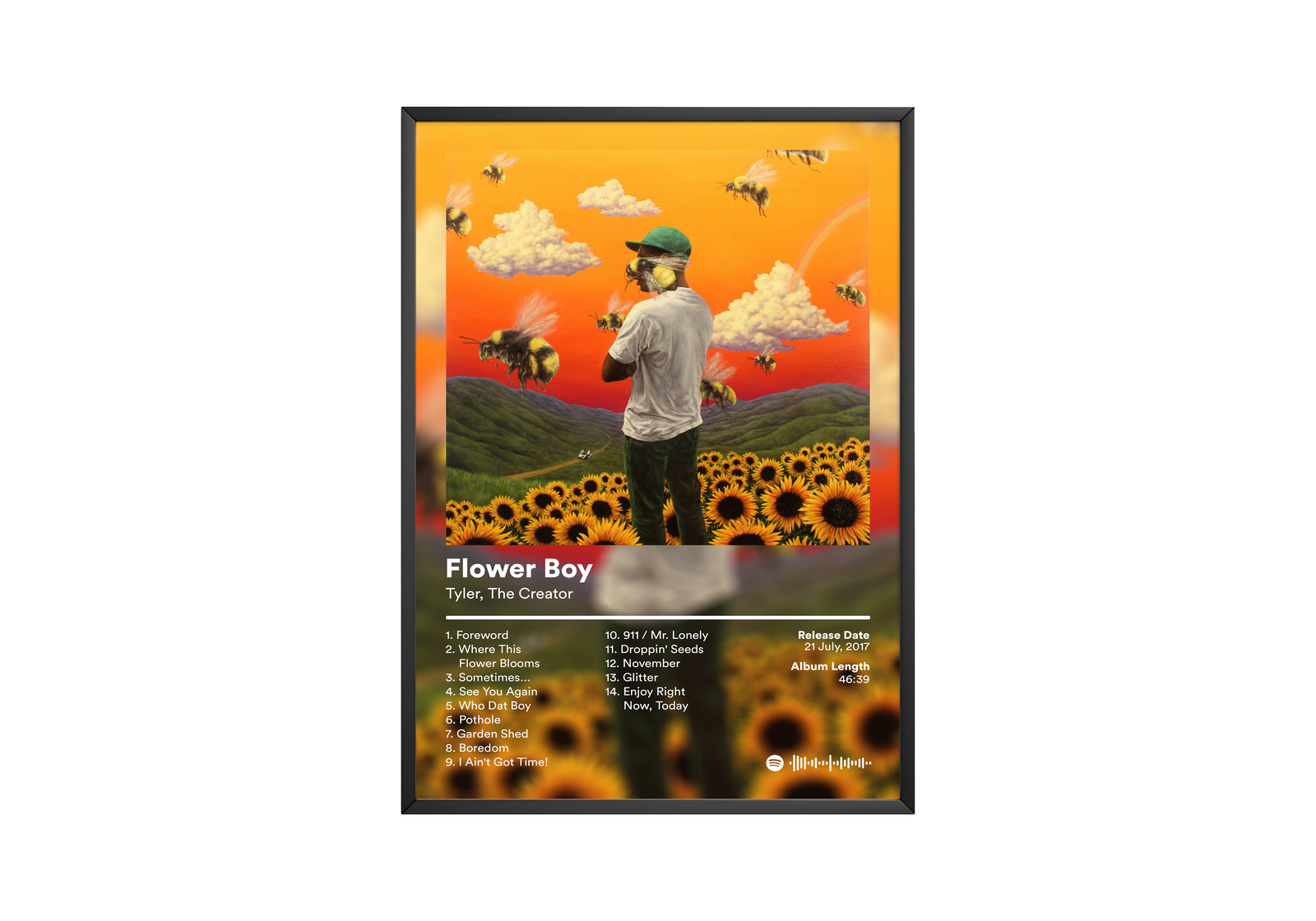 Tyler The Creator Flower Boy Tracklist | Unframed Bedroom album cover poster print wall art decor