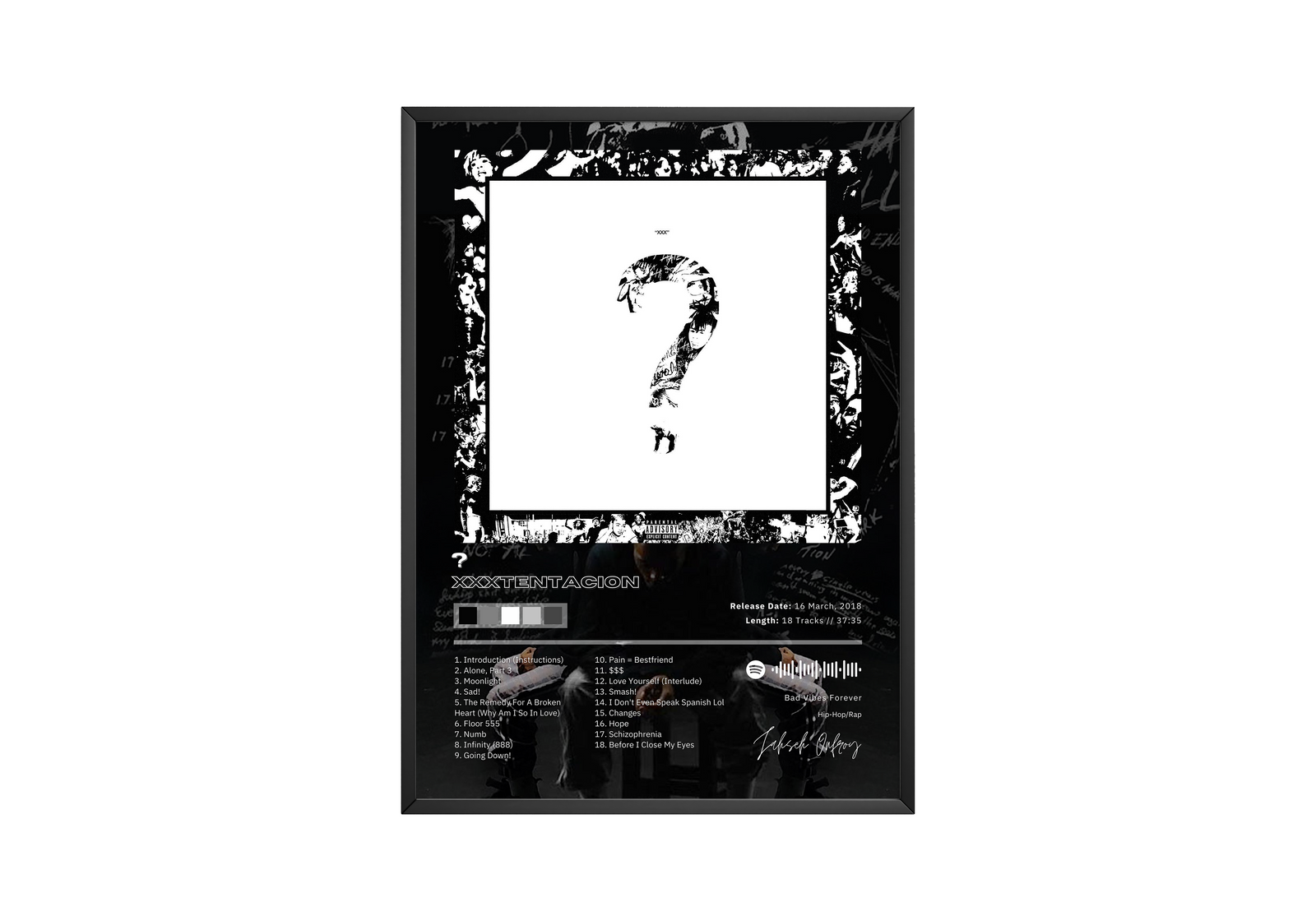 XXXTentacion XXXTENTACION Performance  | Unframed Bedroom album cover poster print wall art decor