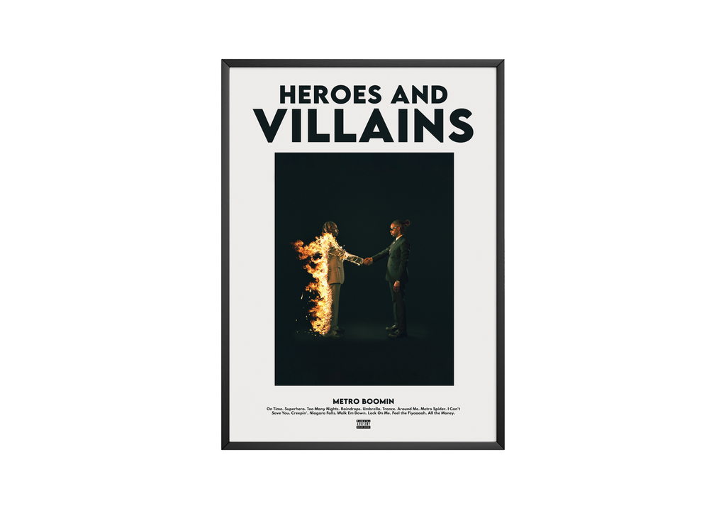 Metro Boomin Heroes & Villains  | Unframed Bedroom Wall Art album cover poster print wall art decor