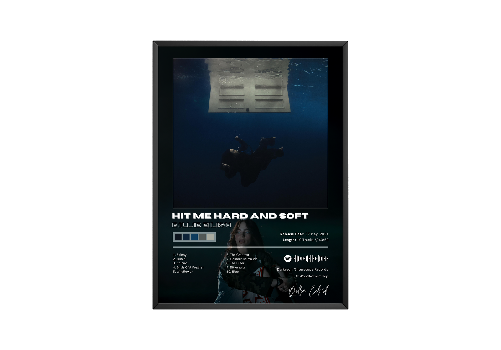 Billie Eilish Hit Me Hard and Soft Tracklist  | Unframed Bedroom album cover poster print wall art decor
