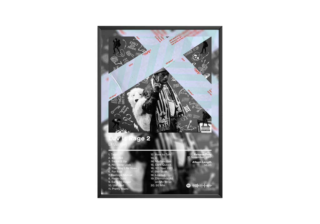 Lil Uzi Vert Luv Is Rage 2 album cover poster print wall art decor