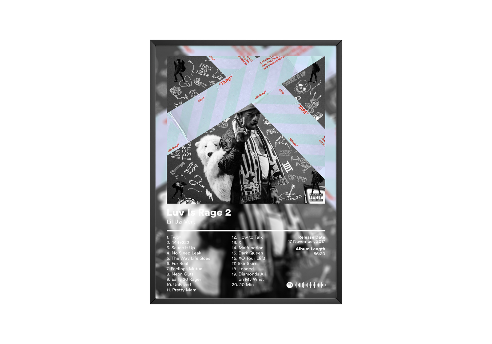 Lil Uzi Vert Luv Is Rage 2 album cover poster print wall art decor