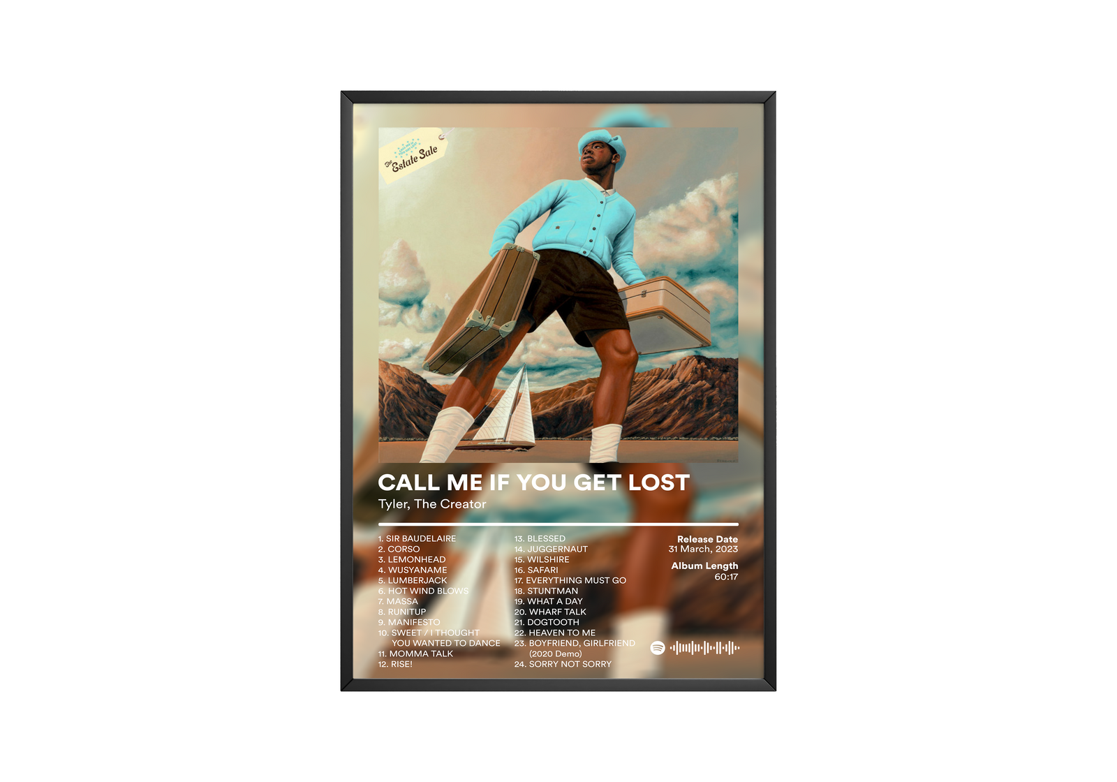 Tyler The Creator Call Me If You Get Lost Tracklist | Unframed Bedroom album cover poster print wall art decor