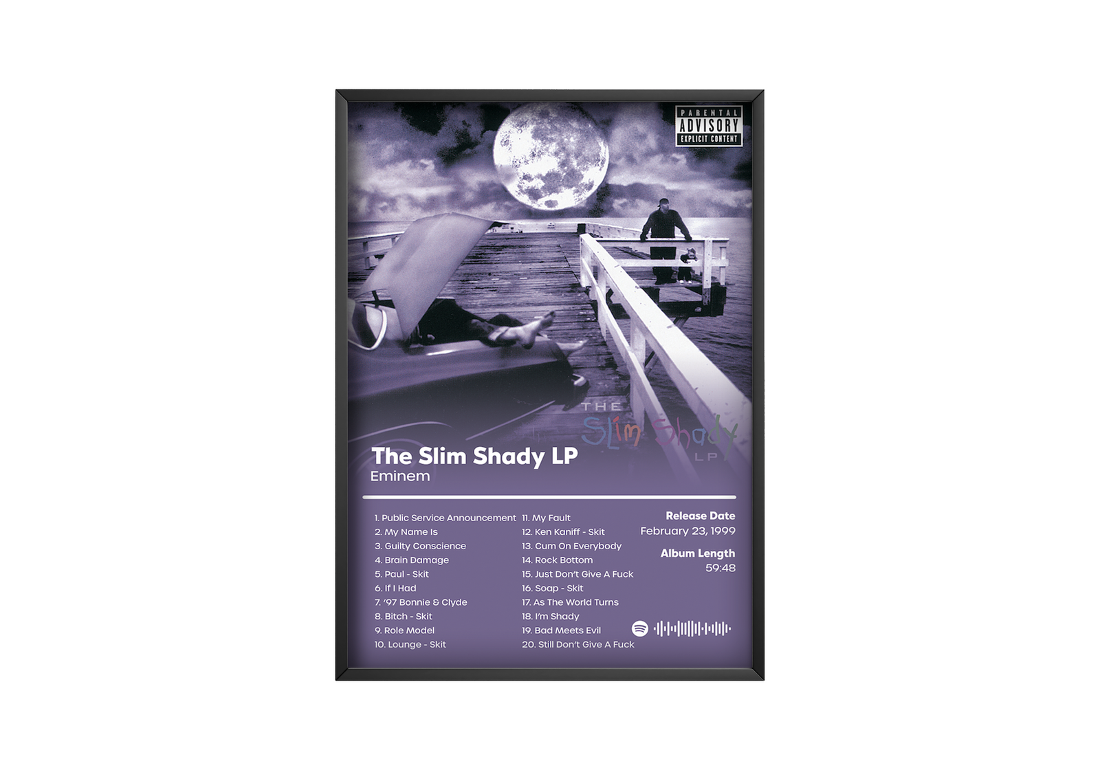 Eminem The Slim Shady Lp album cover poster print wall art decor