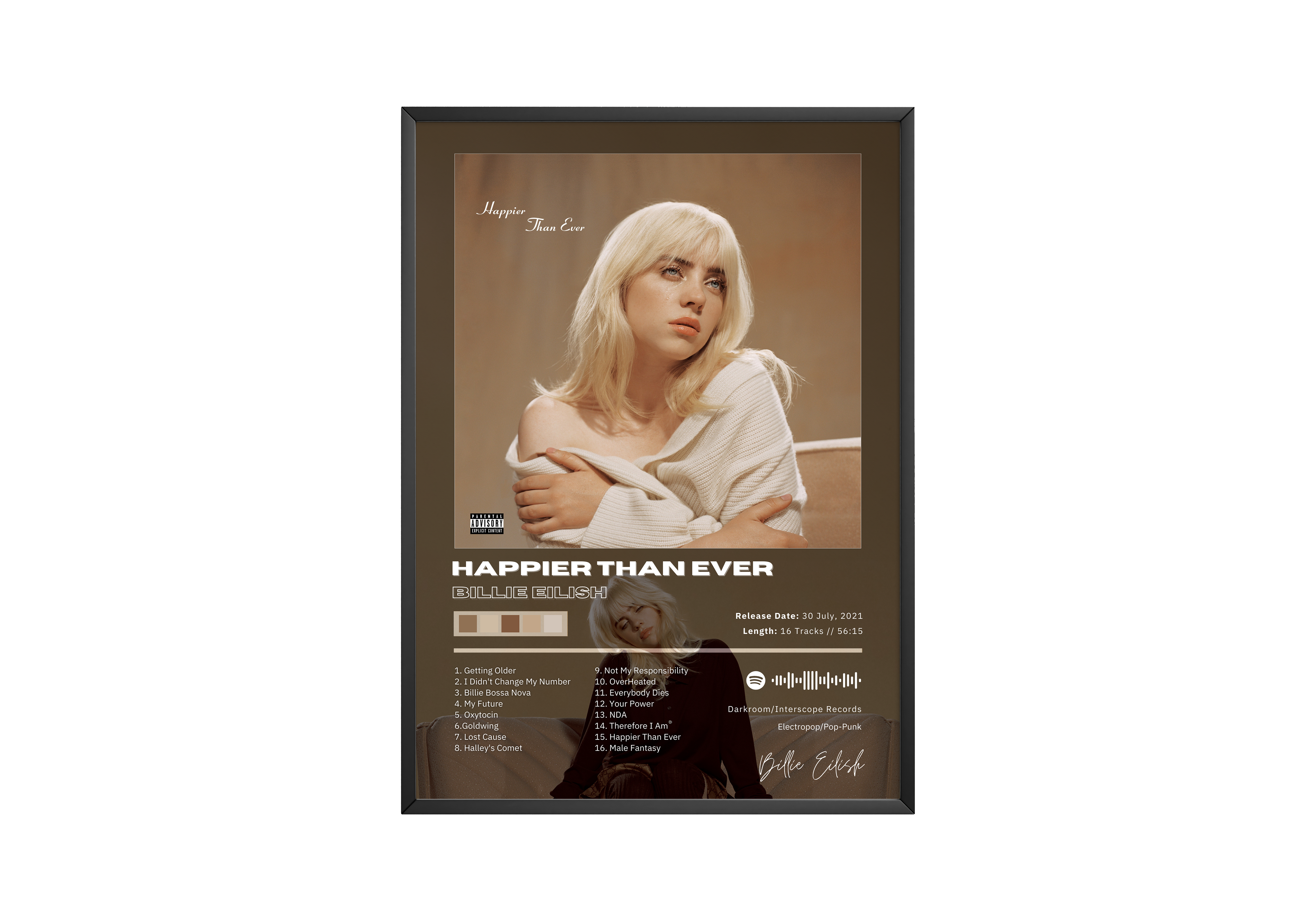 Billie Eilish 'Happier Than Ever' Album poster wall art print room decor