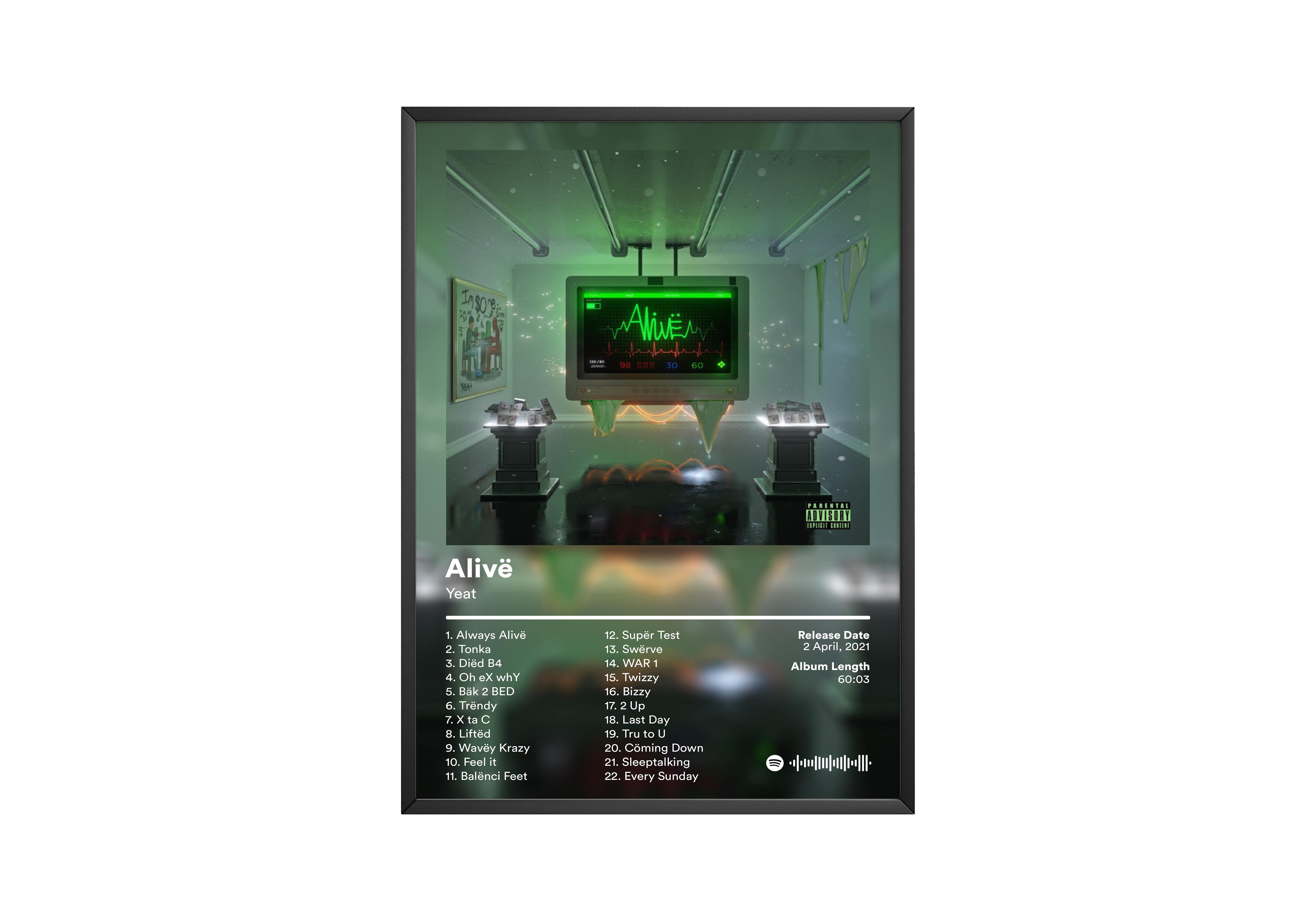 Yeat Aliv毛 Album Poster poster wall art print room decor
