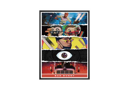 Bad Bunny Collage | Unframed Reggaeton Latin Trap album cover poster print wall art decor