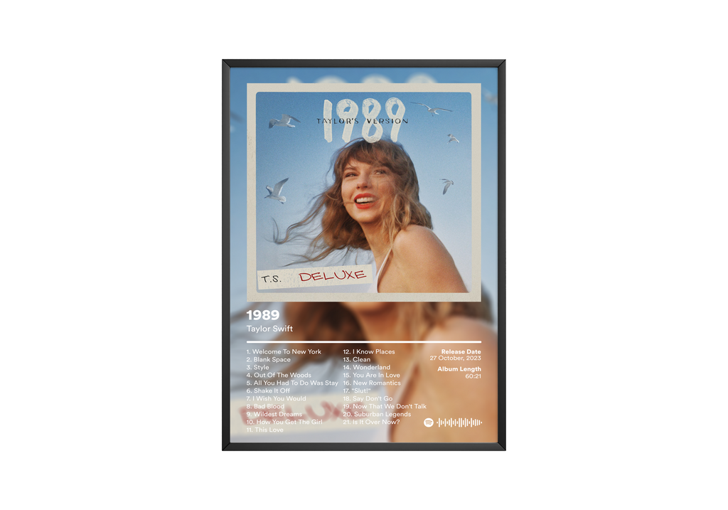Taylor Swift 1989 Deluxe Tracklist  | Unframed Bedroom Wall Art album cover poster print wall art decor