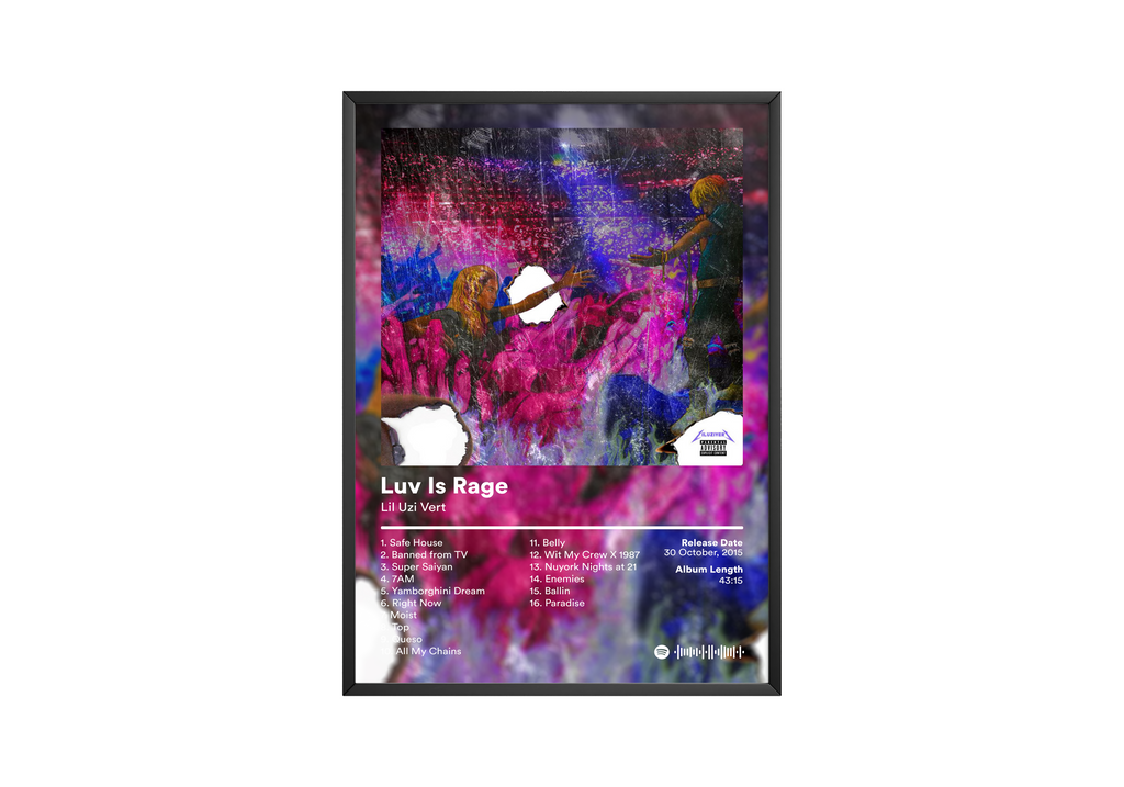 Lil Uzi Vert Luv Is Rage album cover poster print wall art decor