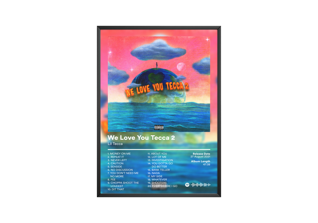 Lil Tecca We Love You Tecca 2 Tracklist  | Unframed Bedroom Wall Art album cover poster print wall art decor