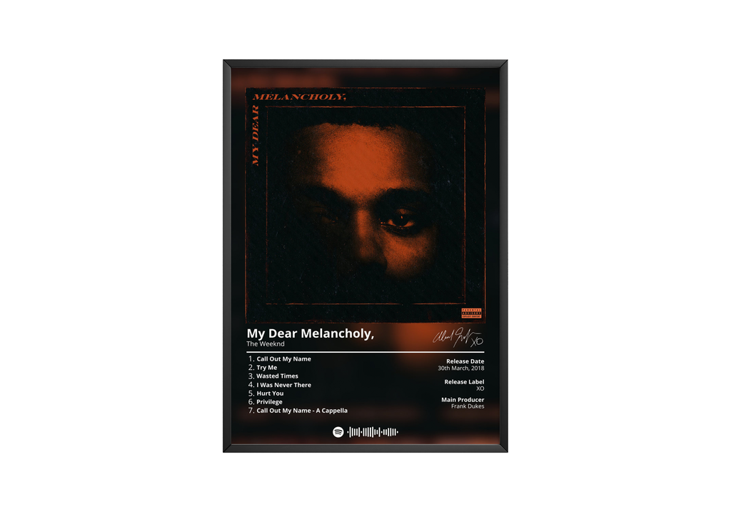 The Weeknd My Dear Melancholy  | Unframed Bedroom Wall Art album cover poster print wall art decor