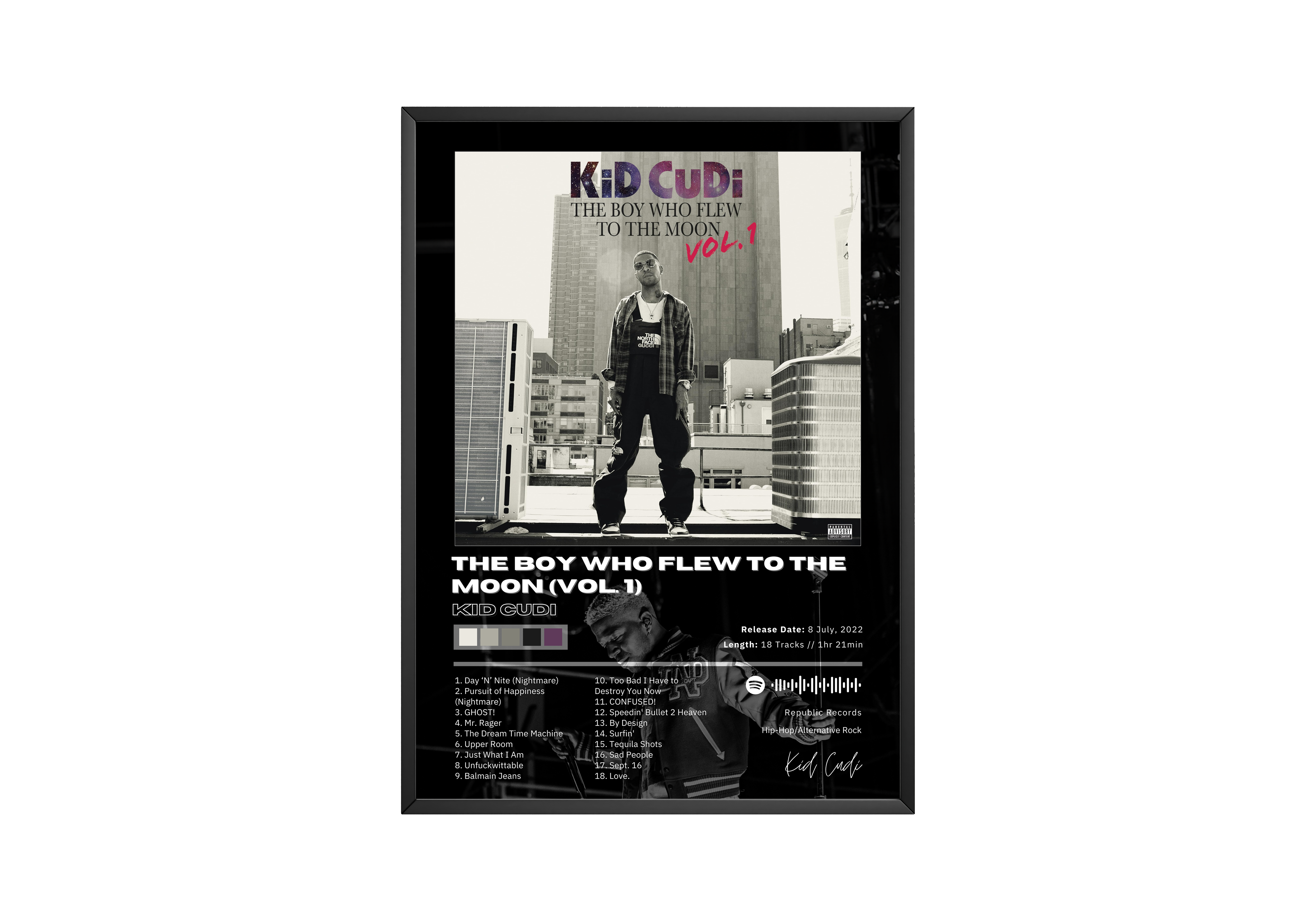 Kid Cudi The Boy Who Flew To The Moon (Vol. 1) Album Poster poster wall art print room decor