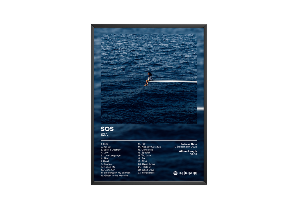 SZA SOS Tracklist  | Unframed Bedroom Wall Art album cover poster print wall art decor
