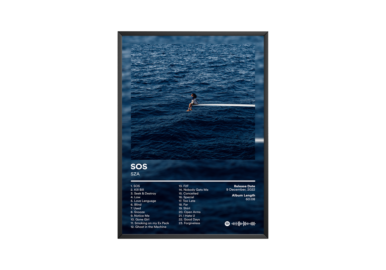 SZA SOS Tracklist  | Unframed Bedroom album cover poster print wall art decor