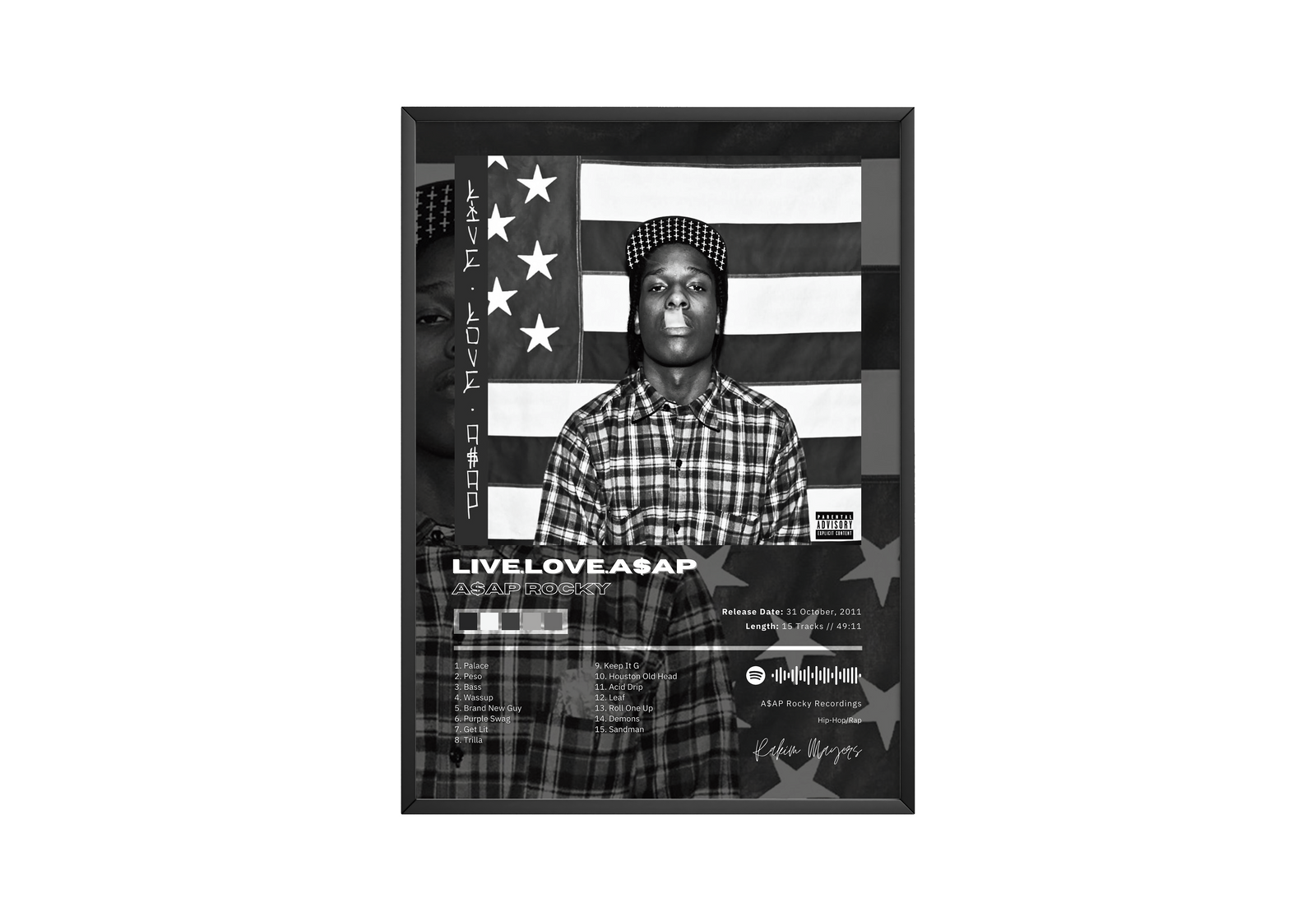 A$AP Rocky Live Love A Ap album cover poster print wall art decor