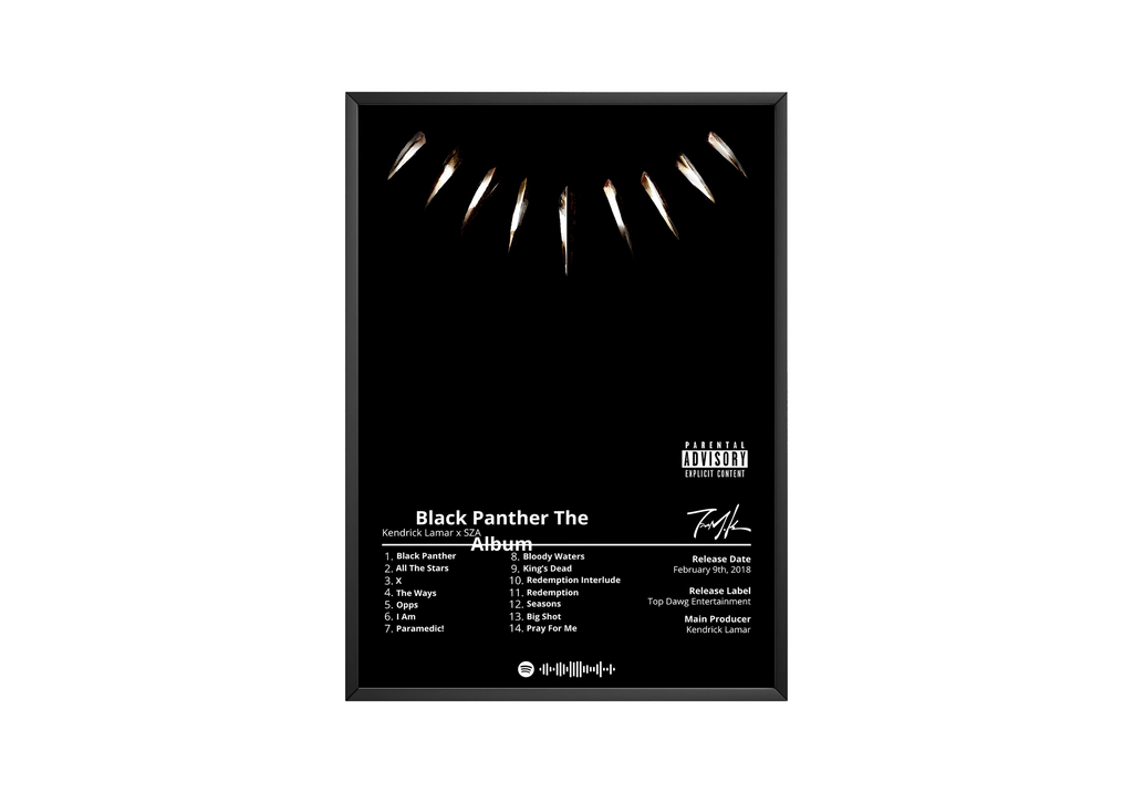 Kendrick Lamar Black Panther album cover poster print wall art decor
