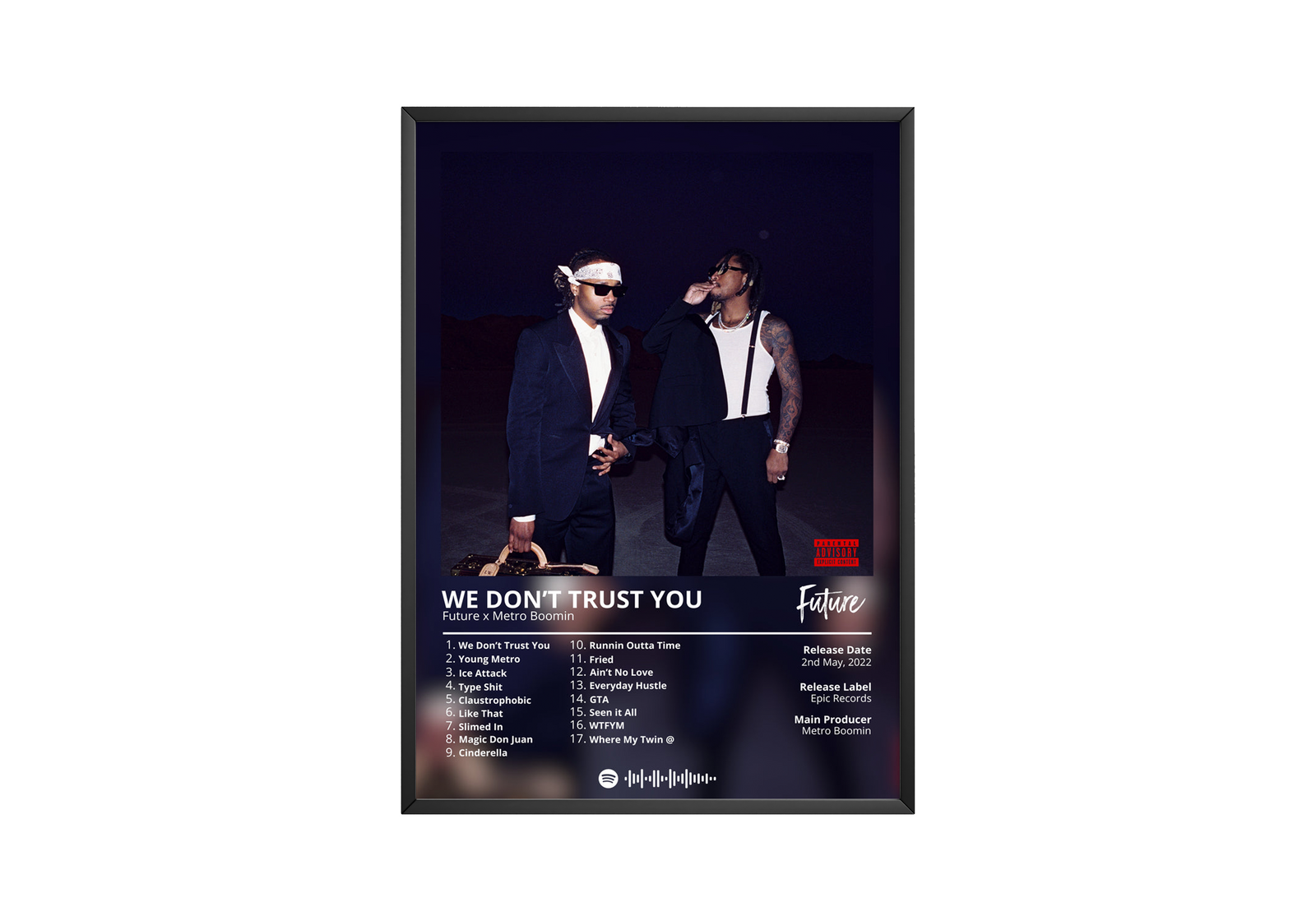 Future X Metro Boomin We Dont Trust You album cover poster print wall art decor