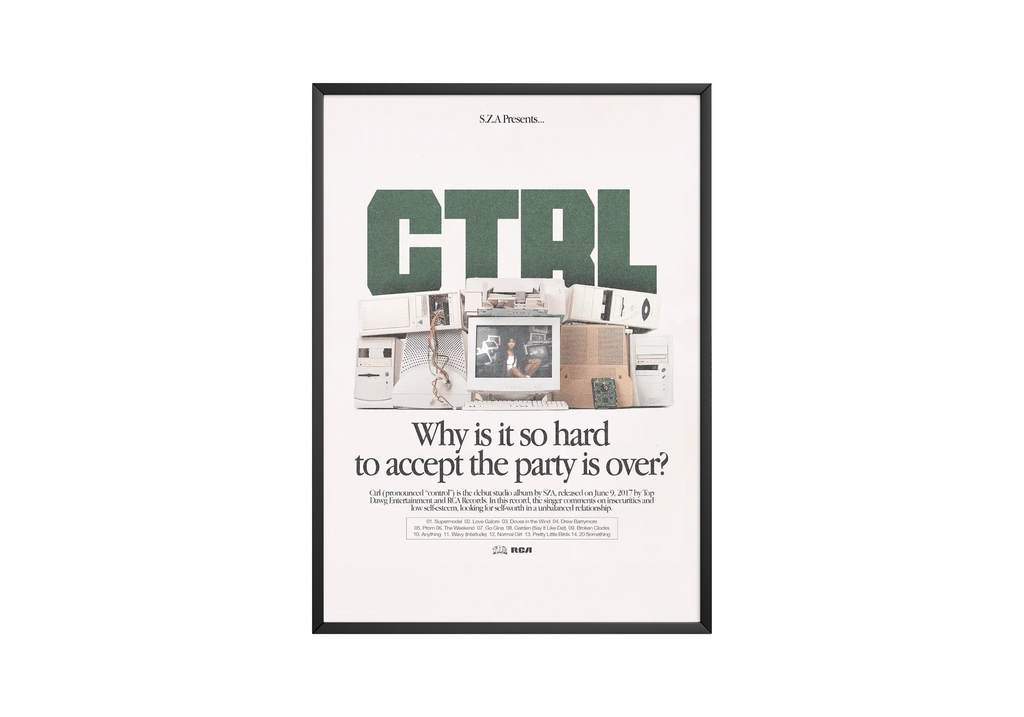 SZA Ctrl Typography  | Unframed Bedroom Wall Art album cover poster print wall art decor