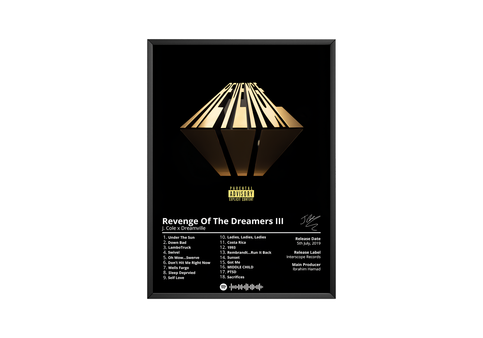 J. Cole Revenge Of The Dreamers III album cover poster print wall art decor