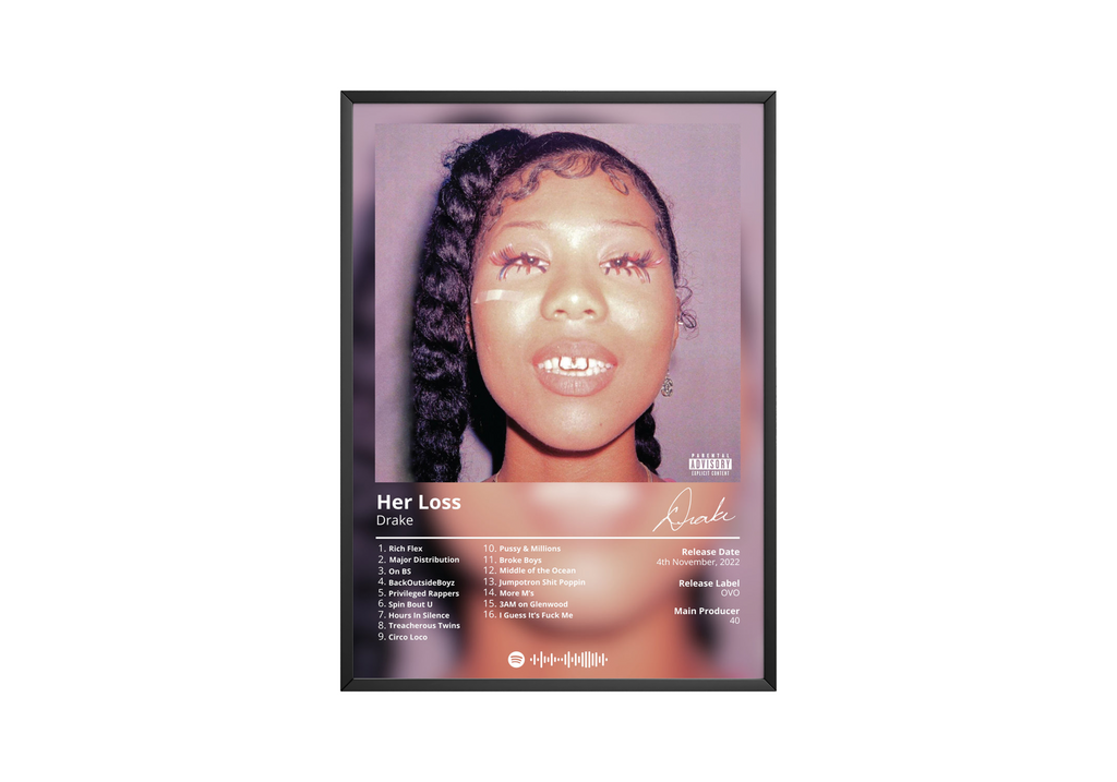 Drake Her Loss Tracklist  | Unframed Bedroom Wall Art album cover poster print wall art decor