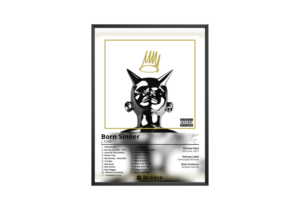 J. Cole Born Sinner   1 album cover poster print wall art decor