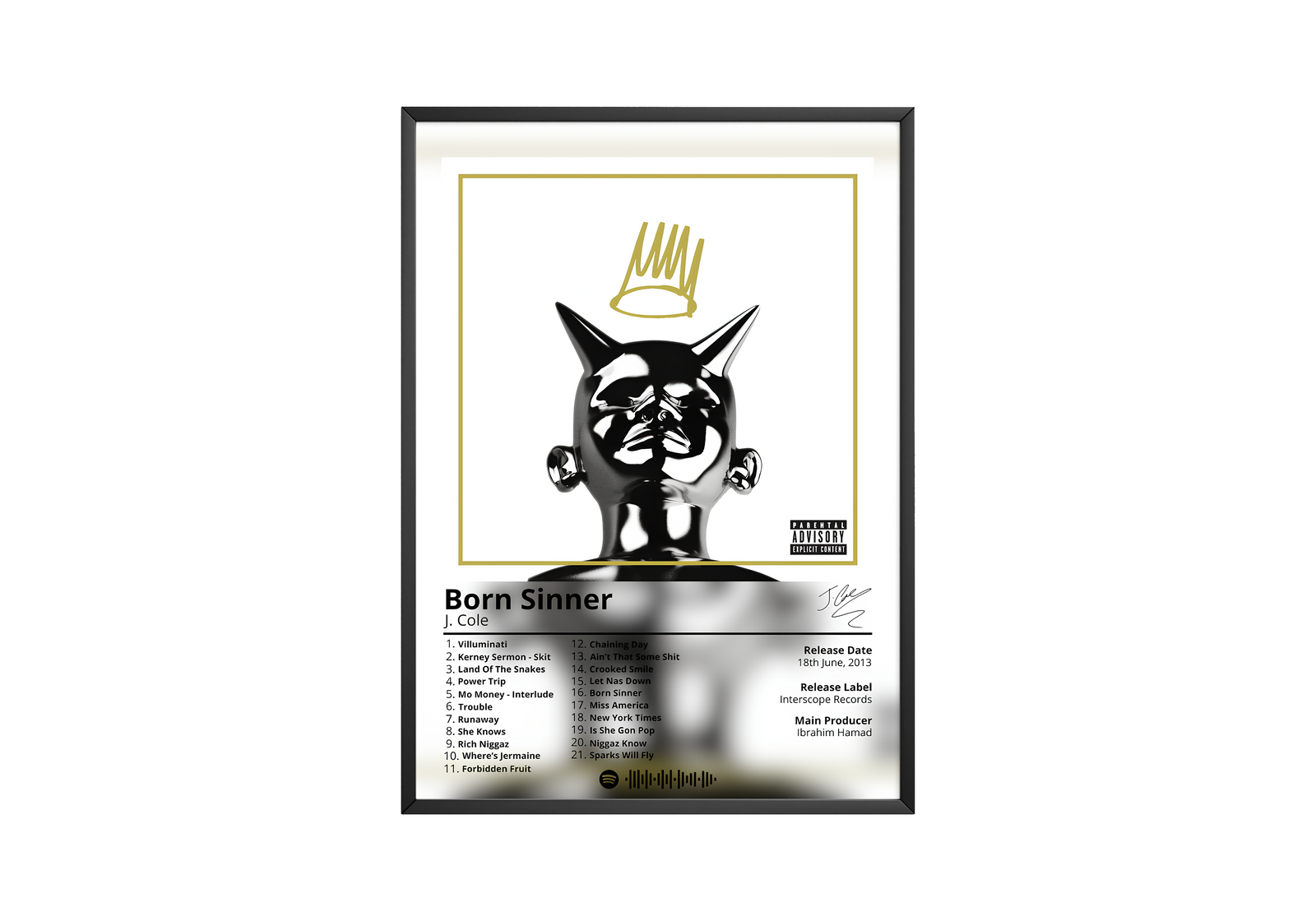 J. Cole Born Sinner   1 album cover poster print wall art decor