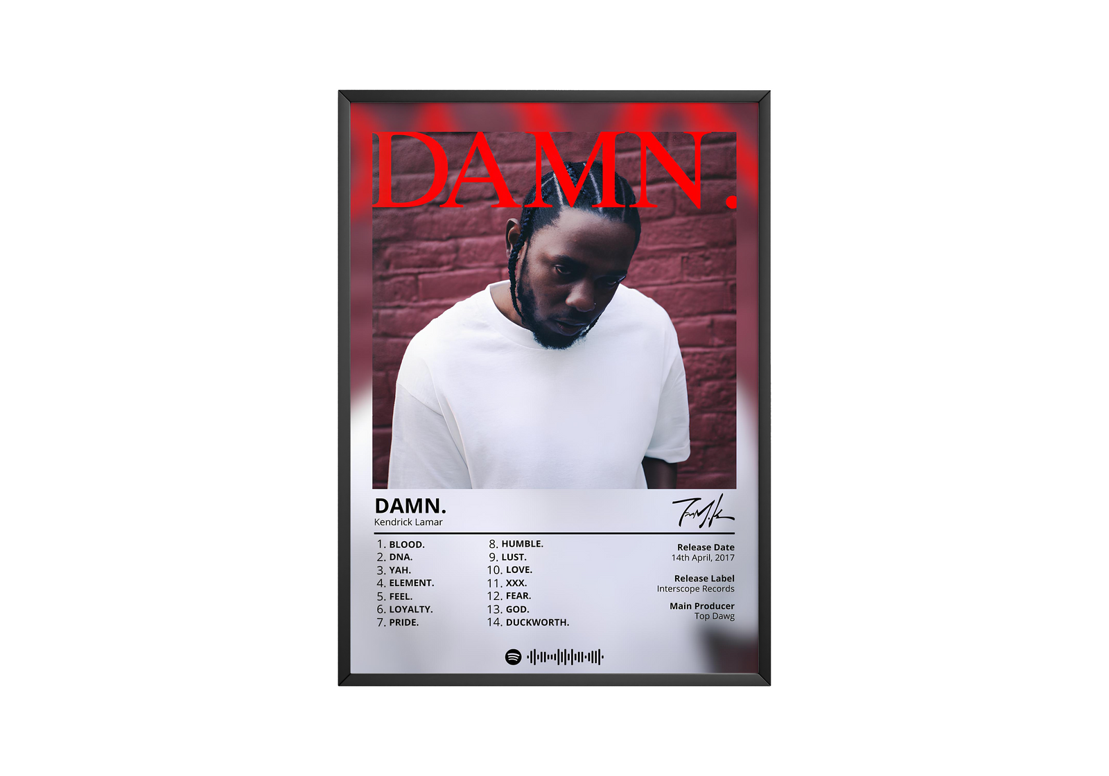 Kendrick Lamar Damn album cover poster print wall art decor