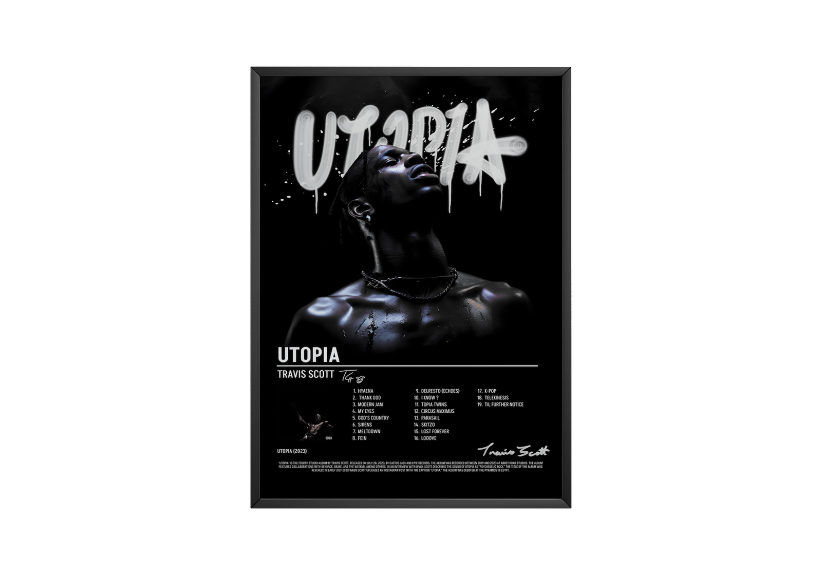 Travis Scott Utopia Tracklist  | Unframed Bedroom album cover poster print wall art decor