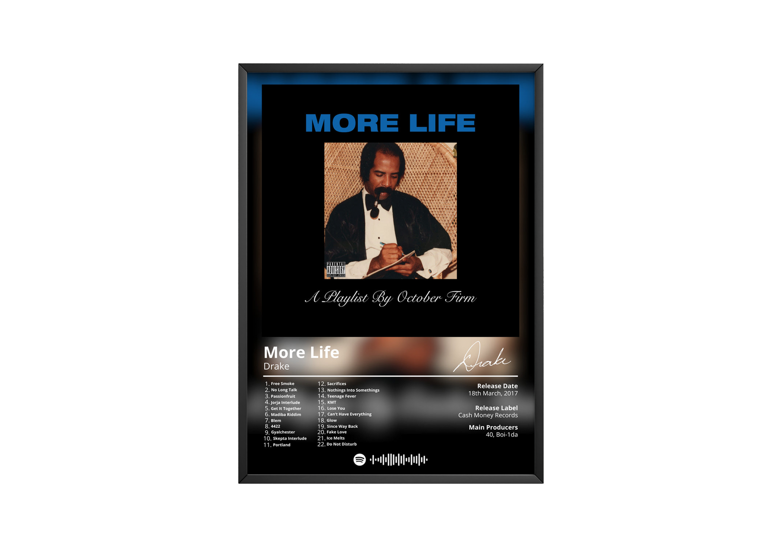 Drake Scorpion Tracklist  | Unframed Bedroom album cover poster print wall art decor