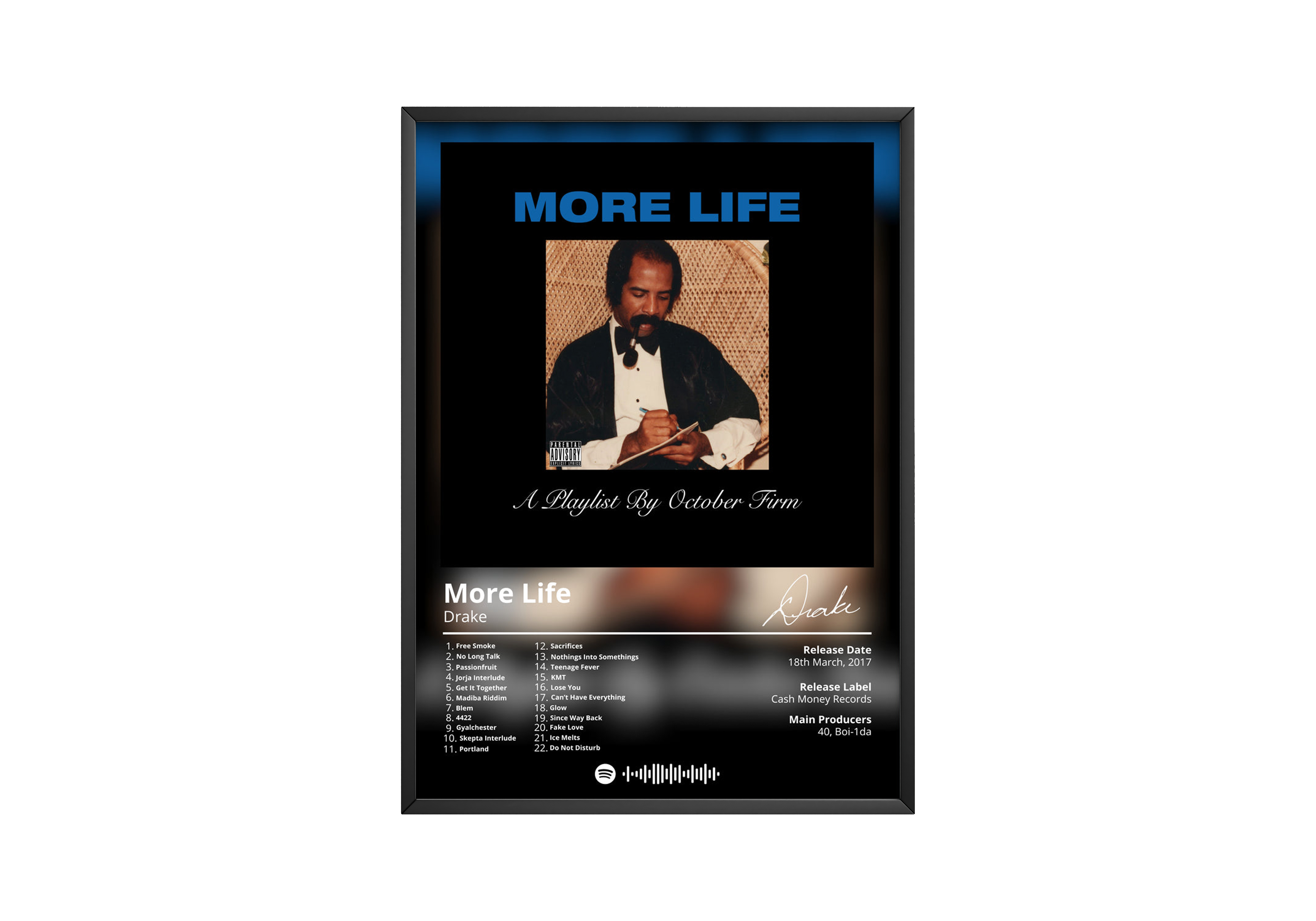Drake More Life Album poster wall art print room decor