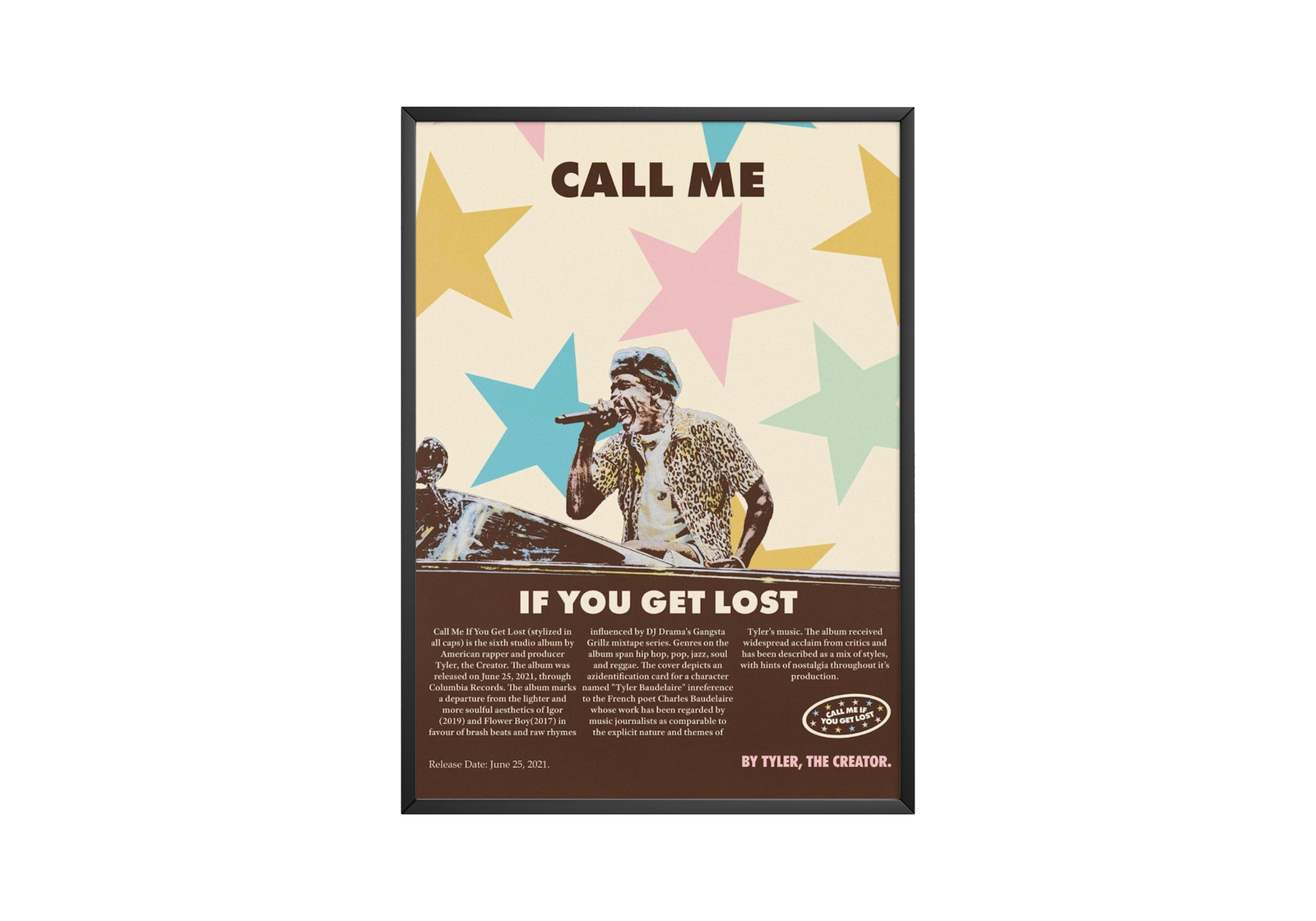Tyler The Creator Call Me If You Get Lost | Unframed Bedroom album cover poster print wall art decor
