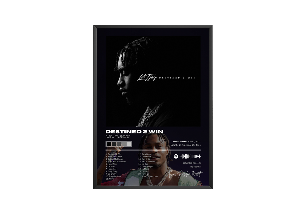 Lil Tjay Destined 2 Win Tracklist  | Unframed Bedroom Wall Art album cover poster print wall art decor